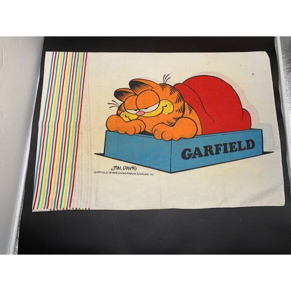 Vintage Garfield The Cat Pillow Case 1978 Jim Davis Double Sided original owner - Picture 2 of 3